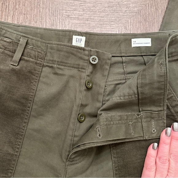 GAP High Rise Chino Wide Leg Chino Pants Button Fly Velvet Utility Pockets Sz 14 - Picture 5 of 11